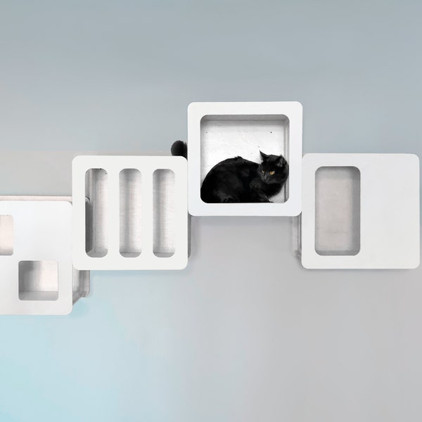 Wall mounted modern cat shelves, minimalism cat wall shelves, cats love to climb