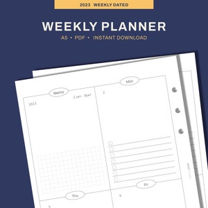 2023 Printable Weekly Planner Dated A5 Planner Refill - Etsy UK
