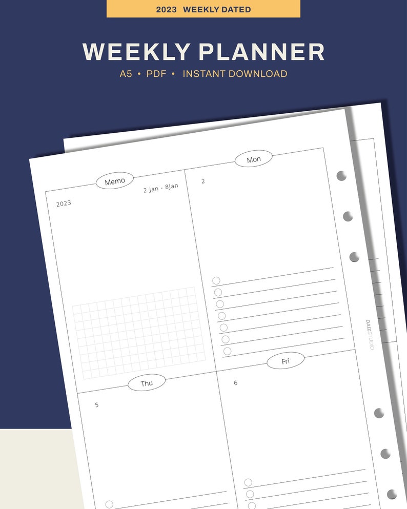 2023 Printable Weekly Planner Dated A5 Planner Refill - Etsy UK