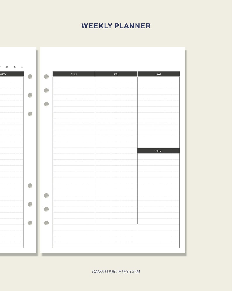 2022 Printable Weekly Planner, A5 Planner Refill, Planner Inserts, A5