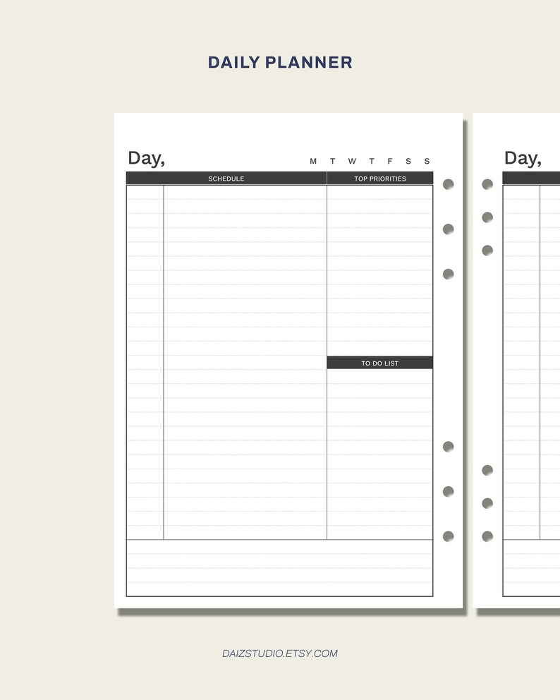 2022 Printable Daily Planner A5 Planner Refill Planner Etsy