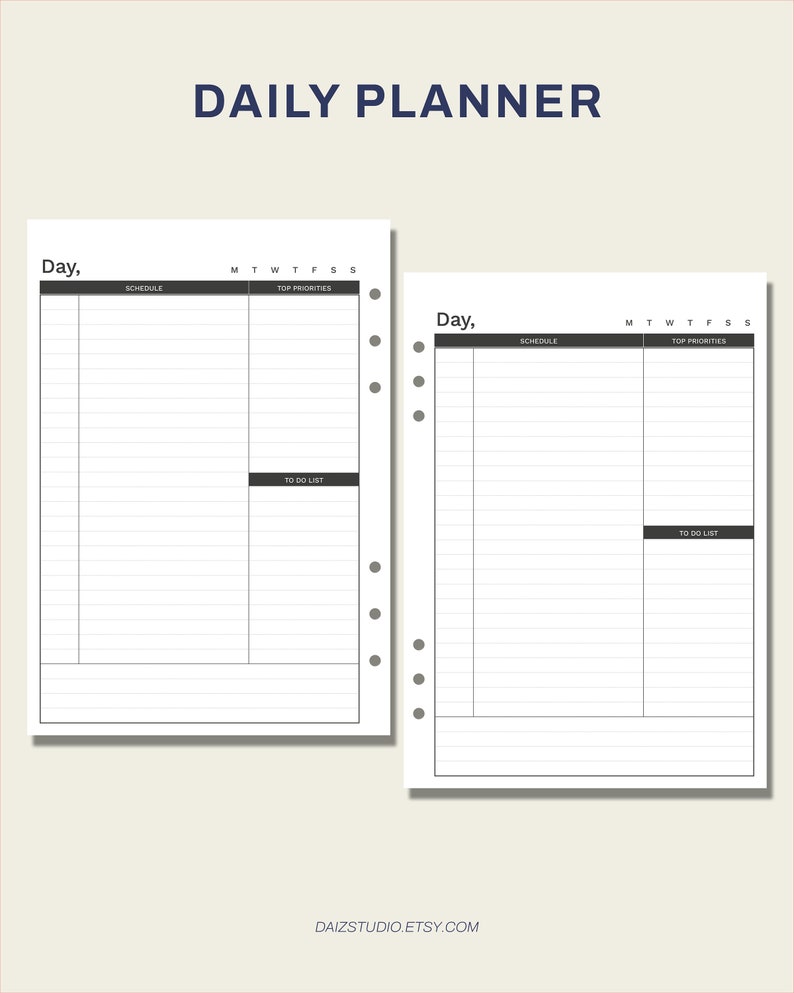 2022 Printable Daily Planner A5 Planner Refill Planner Etsy