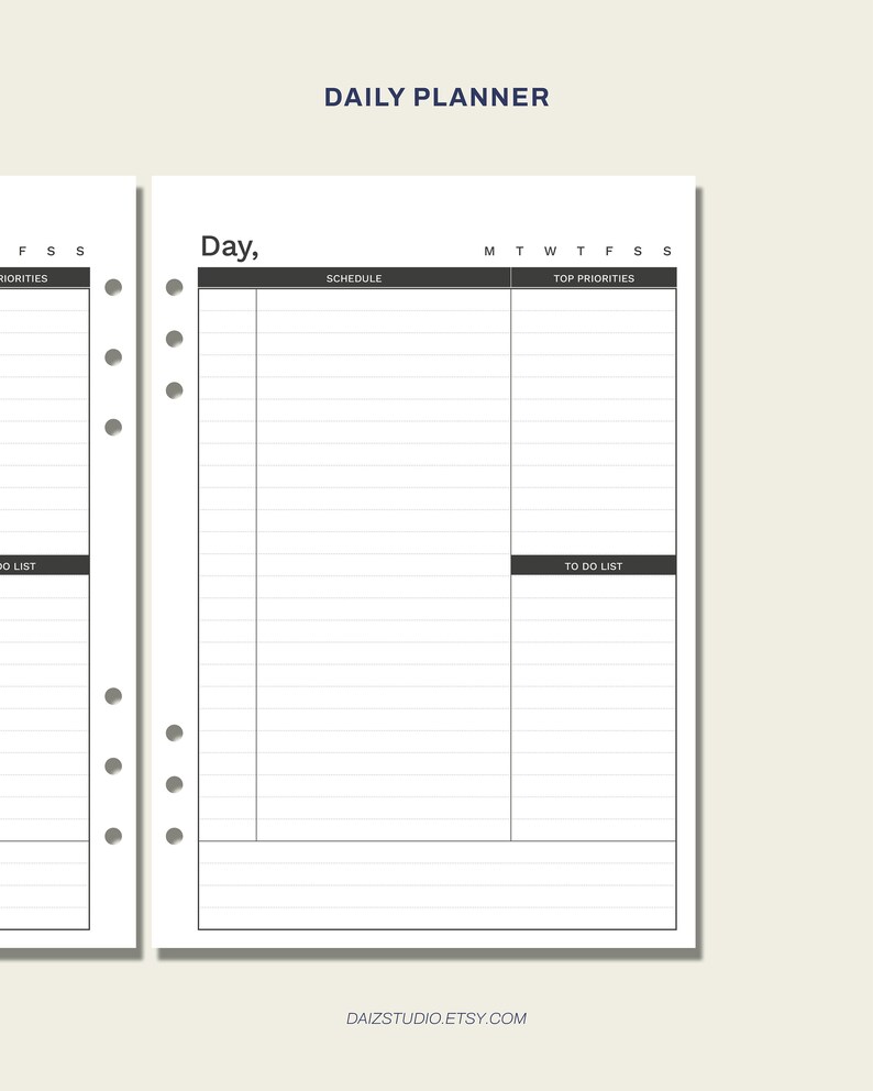 2022 Printable Daily Planner A5 Planner Refill Planner Etsy
