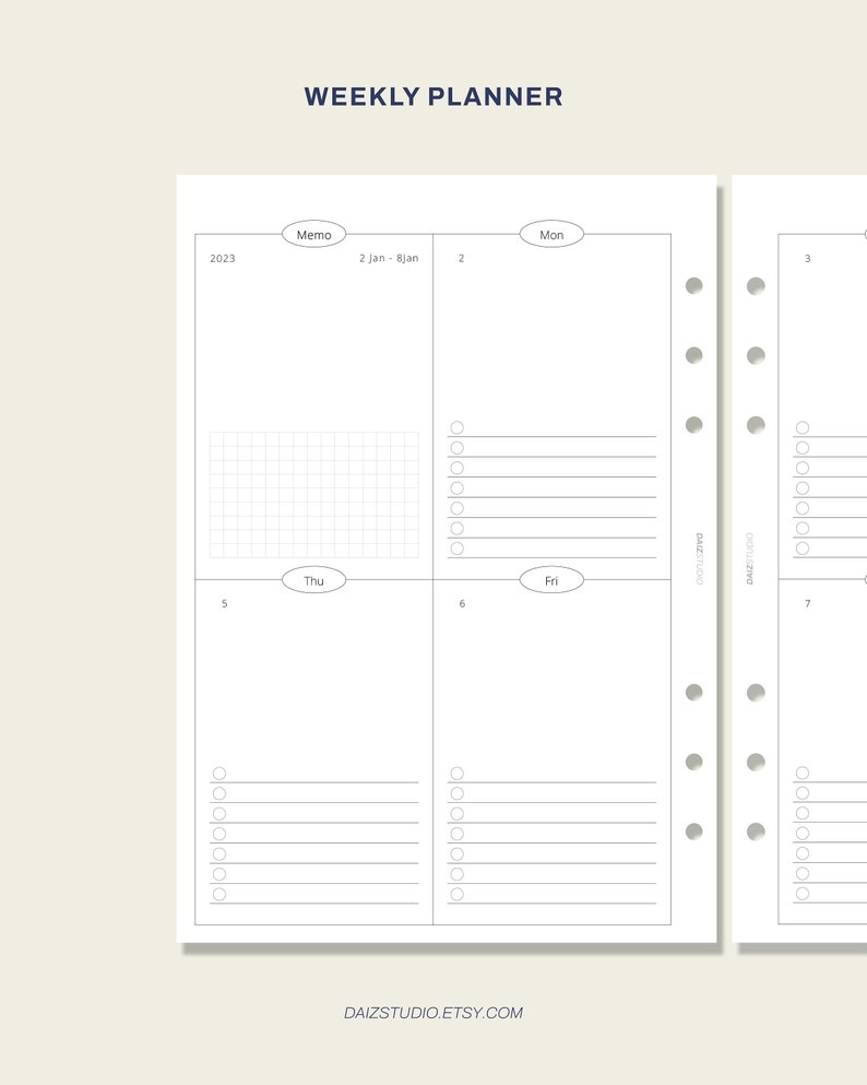 2023 Printable Weekly Planner Dated A5 Planner Refill Etsy UK