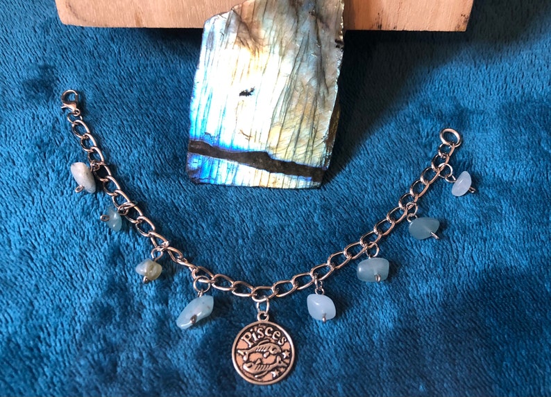 Aquamarine Pisces Charm Bracelet