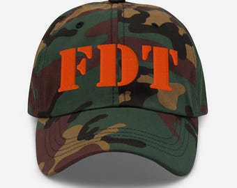 FDT Camo Dad Hat, Political Slogan, Novelty Gift