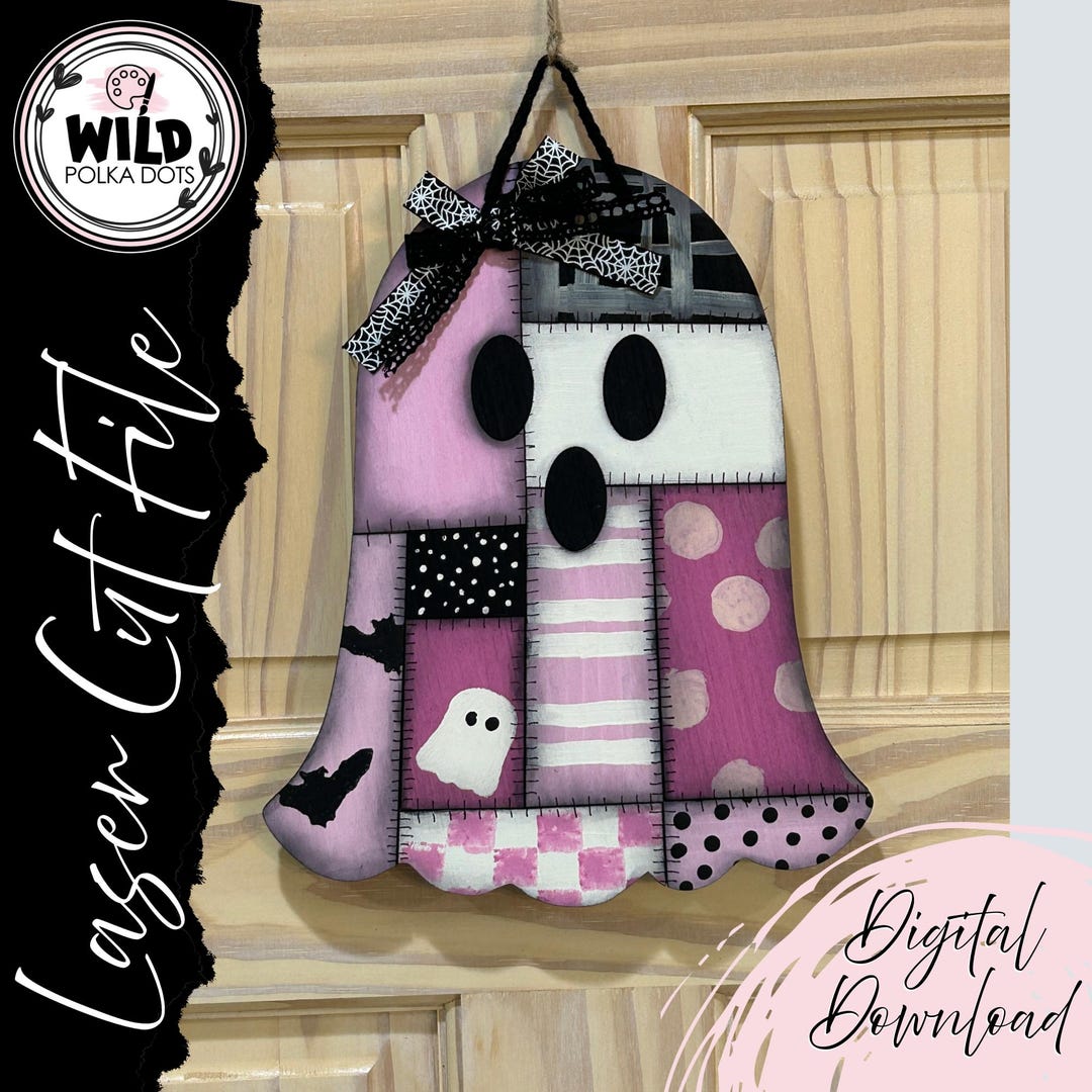 Patchwork Ghost Pattern Patchwork Ghost SVG File, Halloween Decor, Glowforge File Digital ...