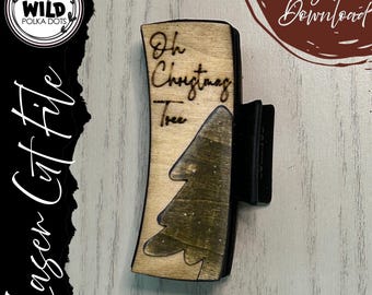 Archivo SVG para pinza de pelo con forma de árbol de Navidad para manualidades navideñas - Archivo para corte láser/Glowforge, descarga digital, kit en capas, formas recortables