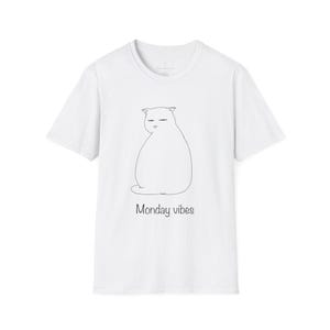 Chill Cat Inspired Unisex T-Shirt, Monday Vibes Tee, Cute Cat Shirt, Relaxed Style Top, Gift for Cat Lovers, Casual Wear