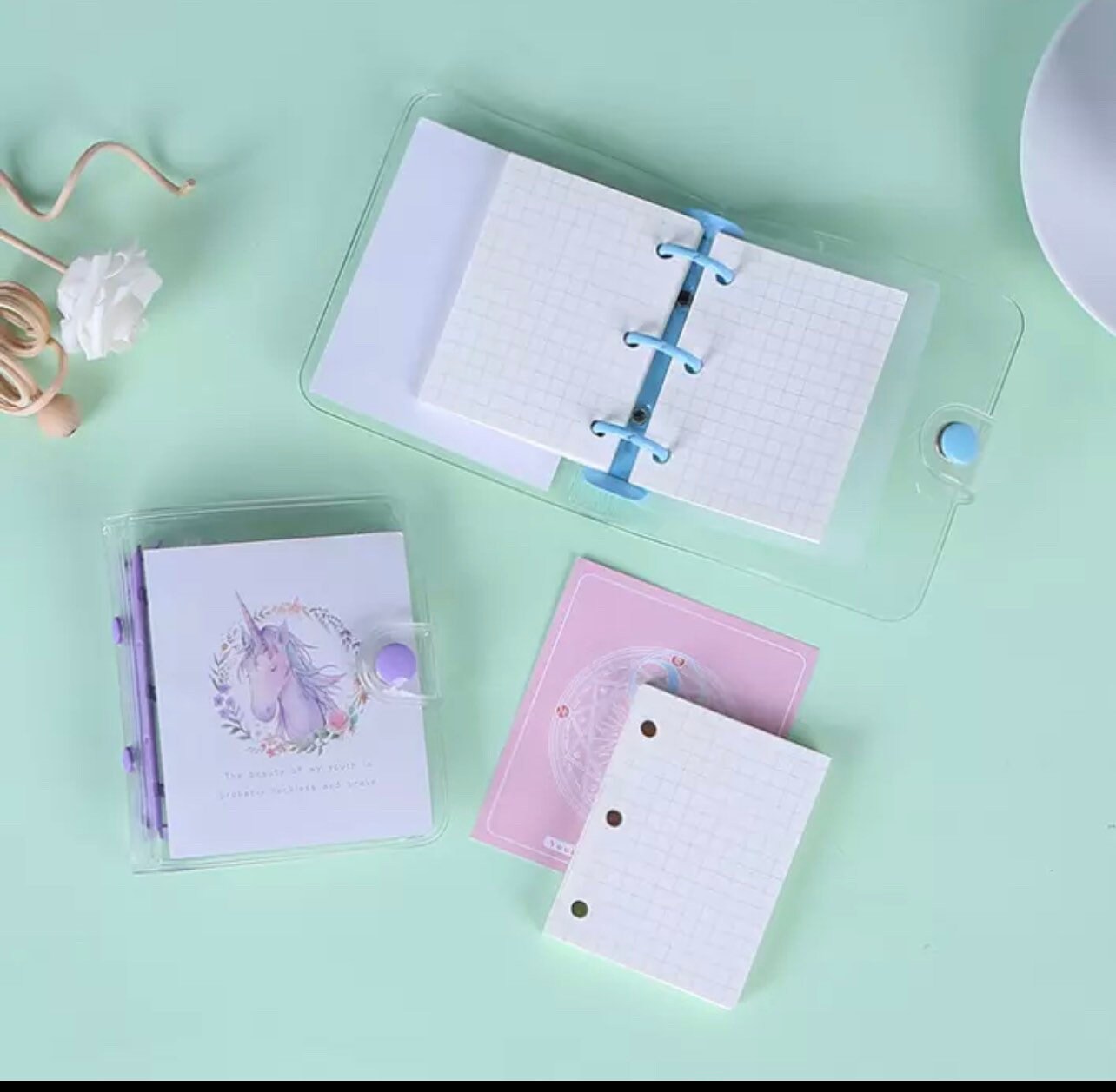 Cute mini planner A8 binder clear mini binder pocket Etsy