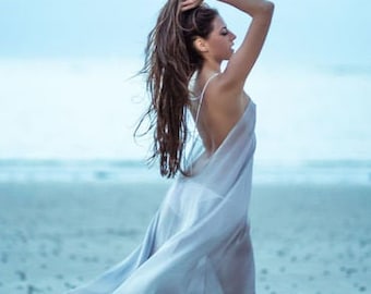 Backless Hamsa Maxi Dress - 5 colours - Chiffon - Beach - Kimono - Kaftan - Cover Up. Available in Grey, White, Black, Zigzag Print & Pink