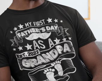 Shirt Mijn eerste vaderdag als opa Aangepast jaarcadeau Nieuw opa Vaderdagcadeau Gepersonaliseerde opa shirt nieuwe opa, aankondiging