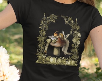 Chemise fée cottagecore vintage fée des bois t-shirt romantique champignon Fairycore chemise Nature esthétique fille douce forêt Art chemise