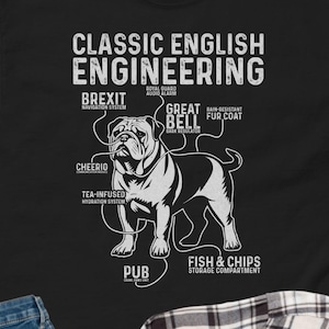 British Bulldog T-Shirt, Classic English Engineering Joke Tee, UK Humor Gift for Dog Lovers, Expats Tee Enthusiasts, Dog Joke Gag