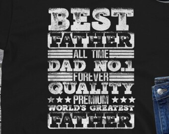 Geburtstags-Shirt, bestes Vater-Shirt, bestes Hemd für Papa, bestes Hemd für Vater, beste Vater-Geschenkidee, weißer Text-Vater, Geschenk für Papa