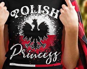 Polnische Prinzessin Shirt, Retro-T-Shirt mit polnischer Flagge, stolzes polnisch-amerikanisches Geschenk für Frauen, Shirt für polnischen Stolz, T-Shirt mit polnischem Erbe
