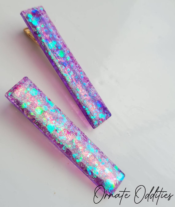 Hair Clips Purple Sparkly Irridecent Glitter Clip Barrette Barrettes Hair Accessories Summer