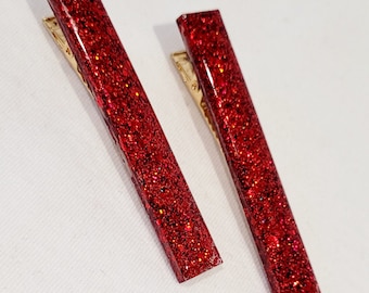 Red Hair Clips Valentines Glitter Hair Accessories