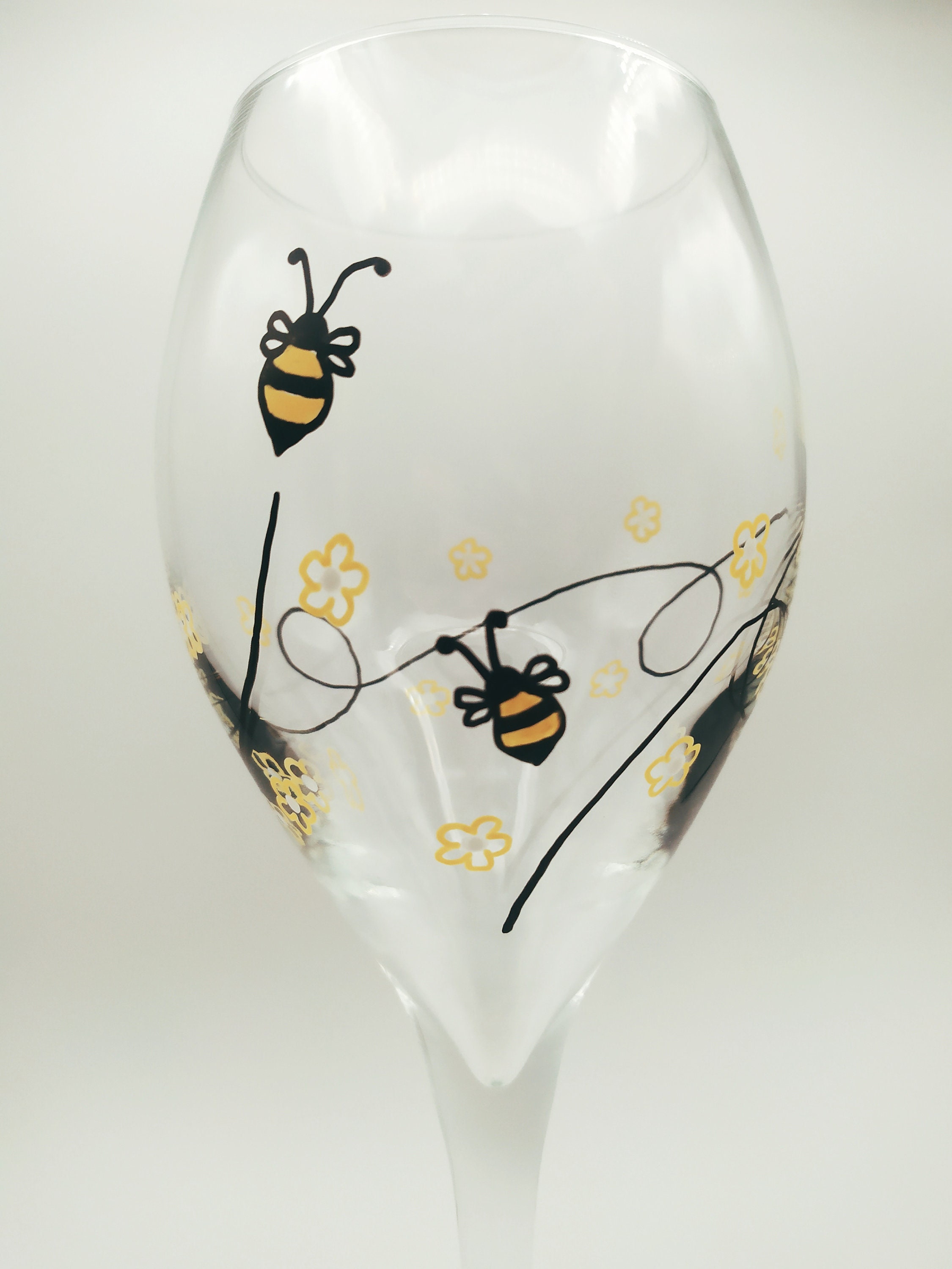 Two Bumble Bee Wine Glasses Hand Painted Etsy