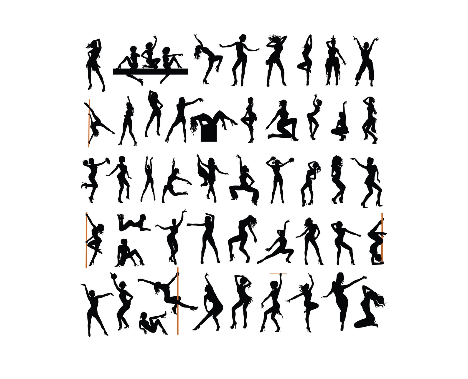 Dance Style Silhouettte Dance Girl Silhouette Svg Silhouete Etsy