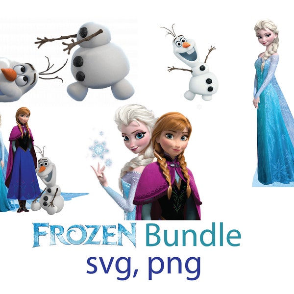 FROZEN SVG BUNDLE, Ana Elsa svg, olaf png, elsa png frozen clipart