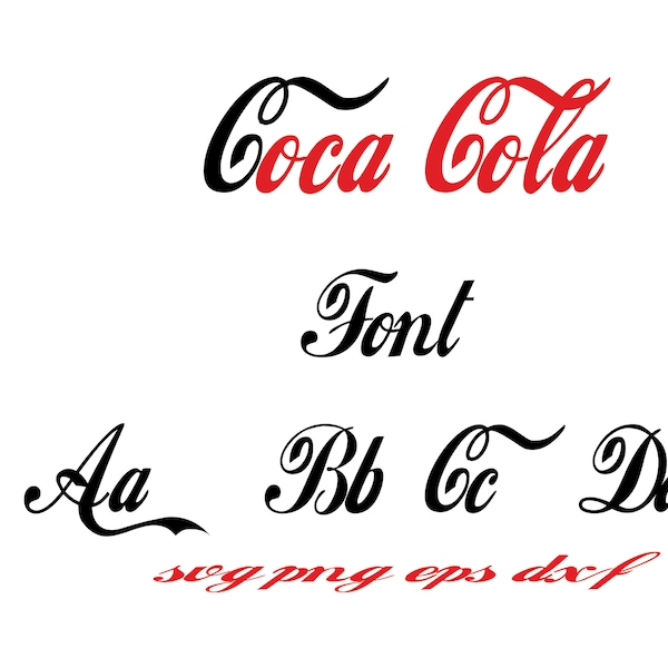 Cola alfabet karakters svg, Coca-Cola lettertype svg, Coca cola letters svg