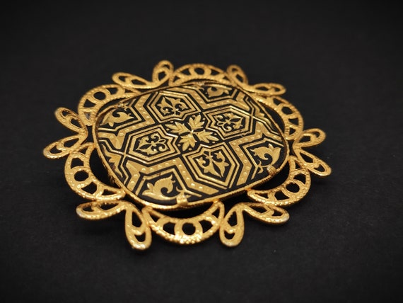 Rectangular filigree Brooch with geometric arabes… - image 2