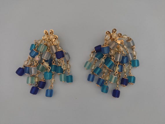 Multicolor Blue Dangle Earrings – Unique Handmade… - image 5