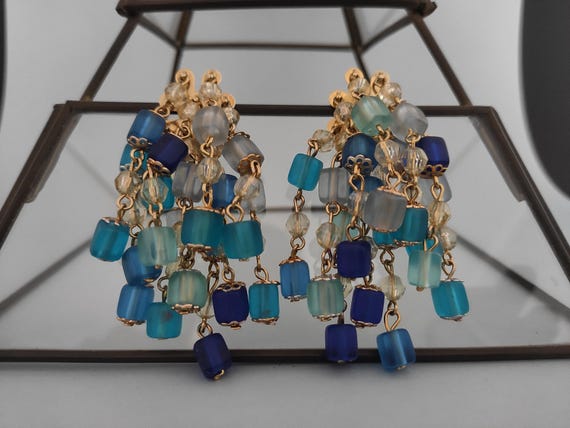 Multicolor Blue Dangle Earrings – Unique Handmade… - image 1