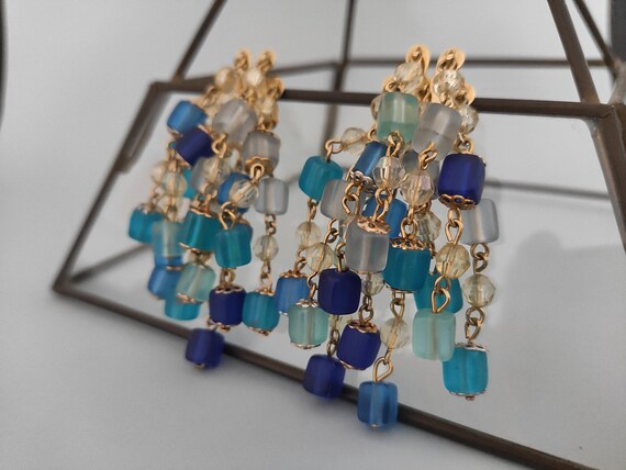 Multicolor Blue Dangle Earrings – Unique Handmade… - image 2