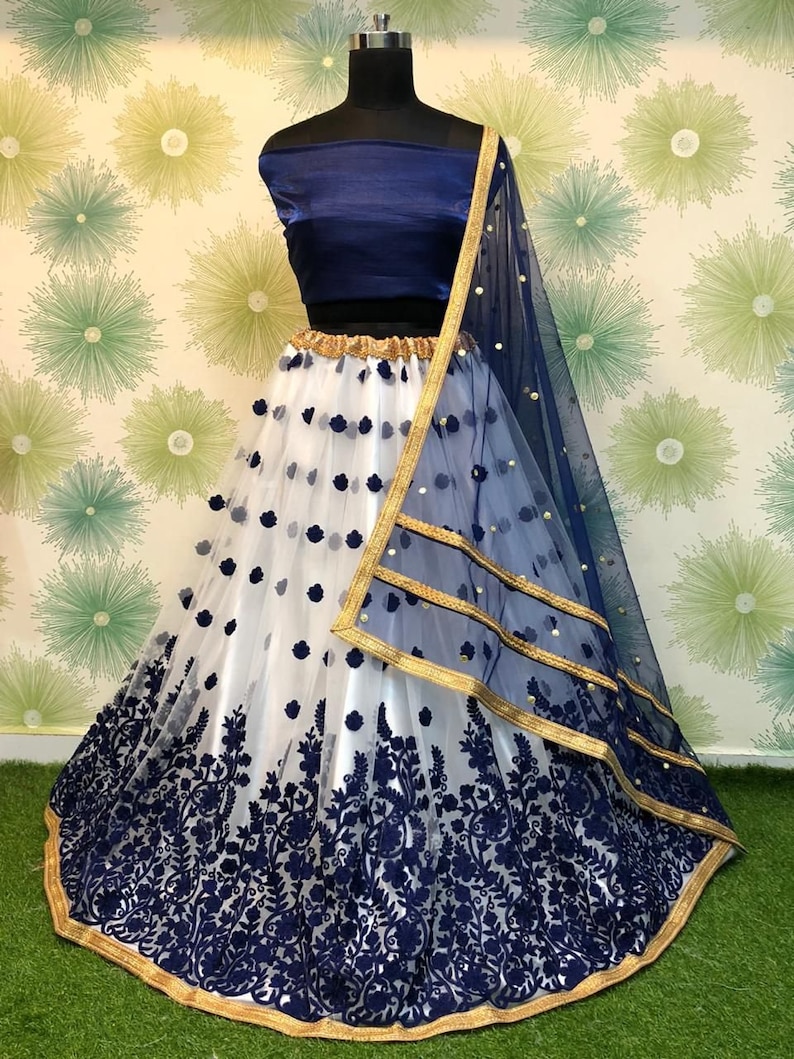 Exclusive Heavy Net Lehenga Choli With Embroidery And Motti Work With Satin Banglory Silk Blouse For Women