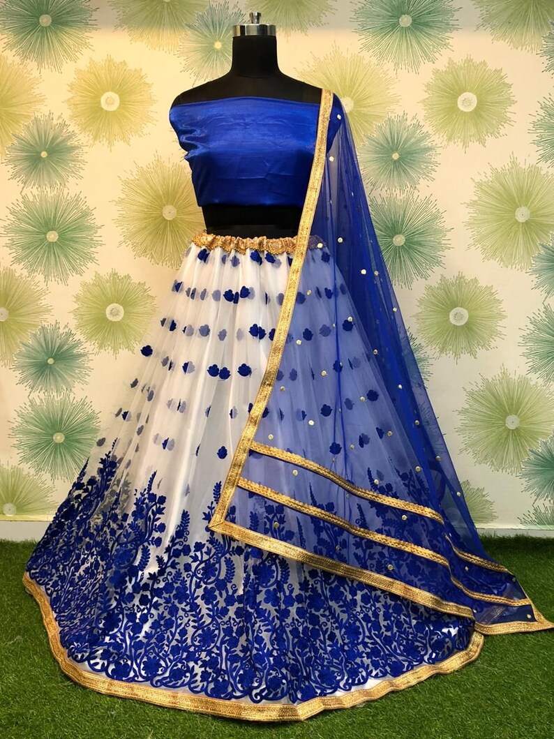 Exclusive Heavy Net Lehenga Choli With Embroidery And Motti Work With Satin Banglory Silk Blouse For Women