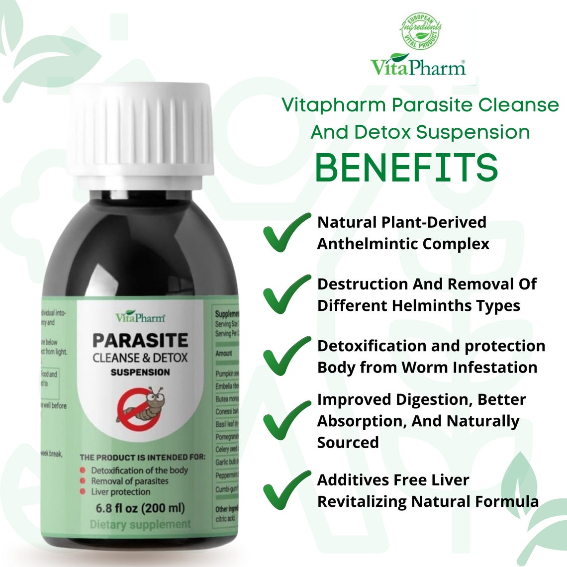 Parasite Worm Cleanse Detox Suspension Natural Liver Cleanse Colon Cleanser & Liquid Detox for