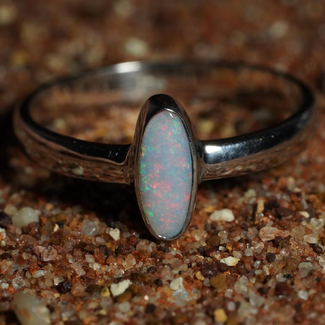 Australian Opal Ring | Sterling Silver | Size 8 - Etsy
