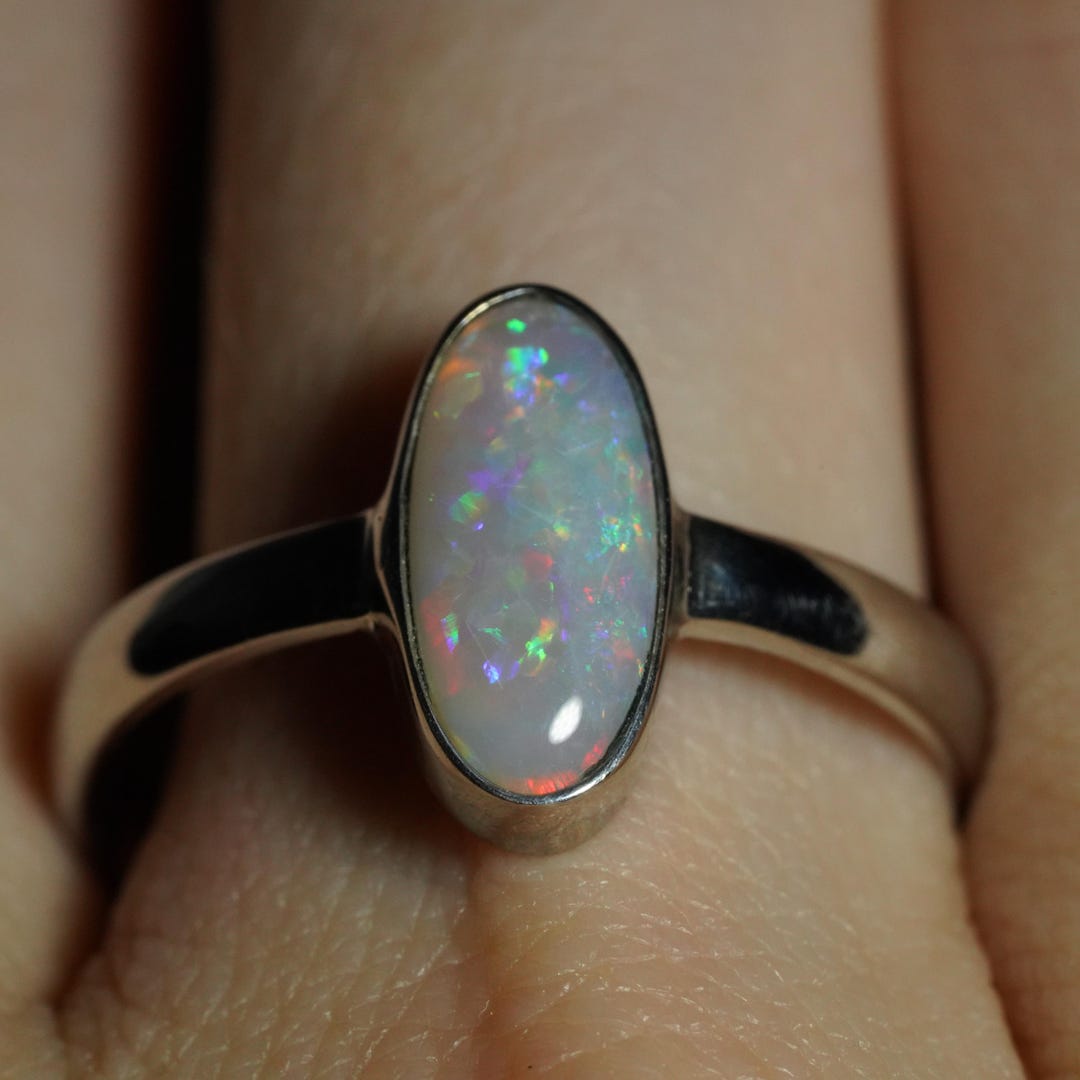 Australian Opal Ring | Sterling Silver | Size 9 - Etsy