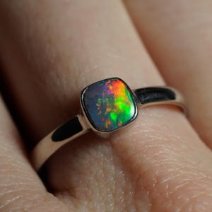 Australian Opal Doublet Ring | Sterling Silver | Size 7