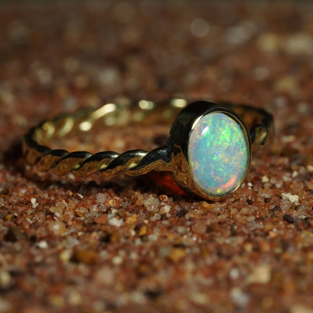 Australian Opal Ring | Solid 14k Gold | Size 7 - Etsy