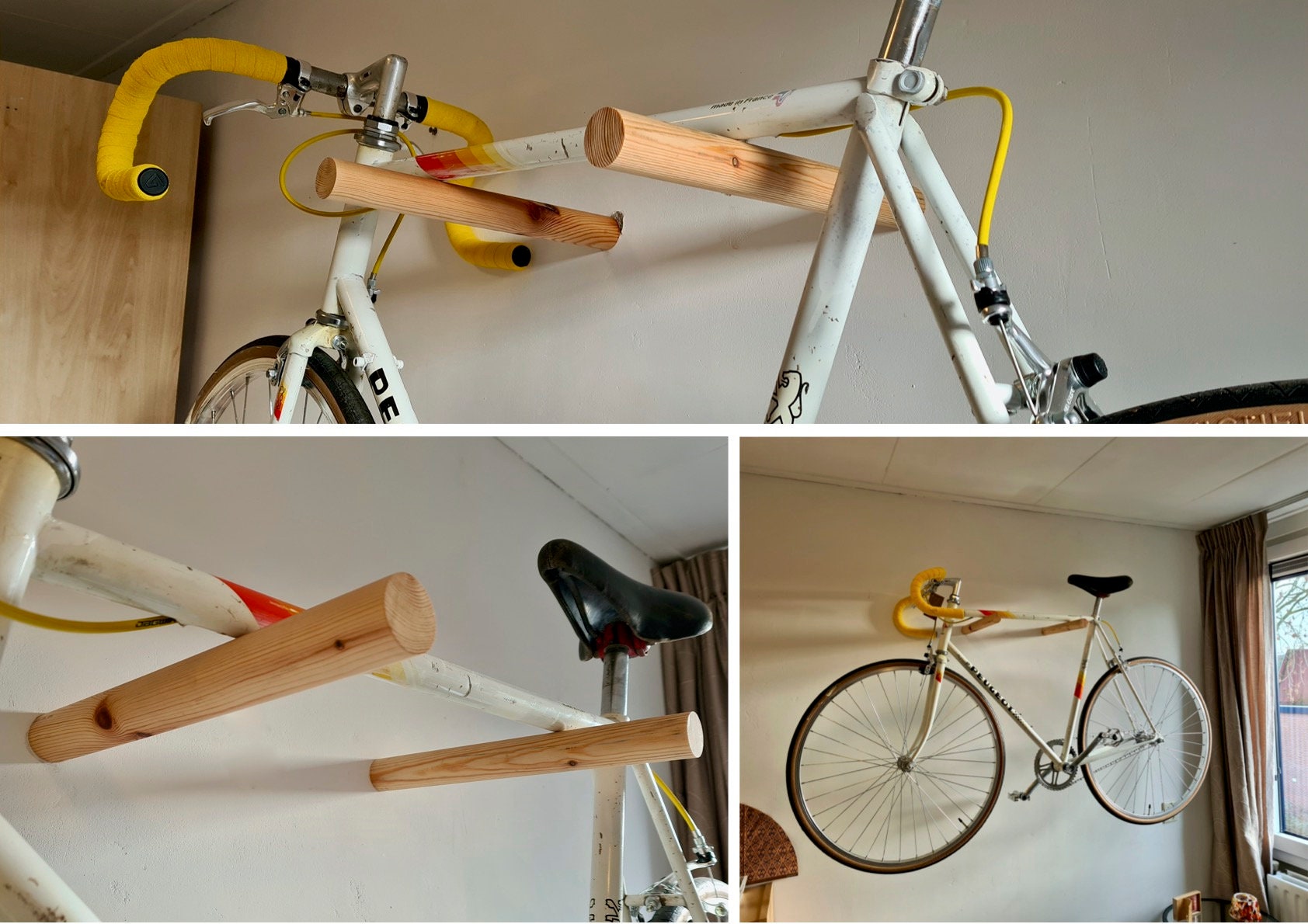 Bike Wall Mount sticks, Wooden Bike Hook / Bike Rack / Bike Storage / Fiets  Ophangsysteem / Fiets Ophangen / Fiets Muurbeugel / Fiets Haak 