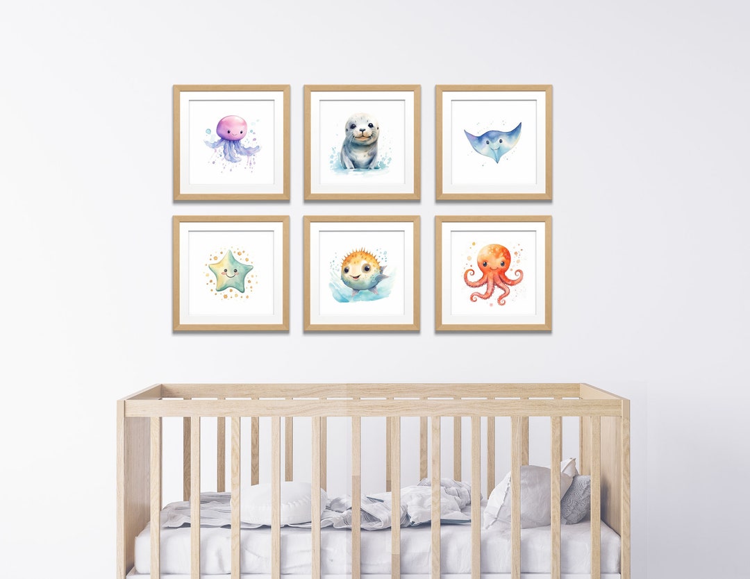 Sea Animal Nursery Prints Set of 6 Nursery Prints Sea Animal Art