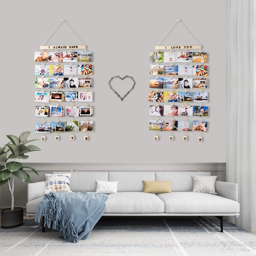 Set of 2 Hanging Photo Display With 40 Clips Photo Display Etsy UK