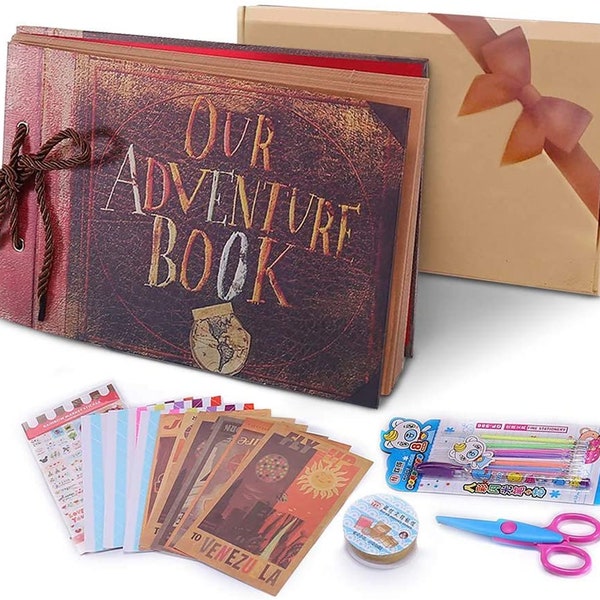 Our Adventure Book,Handmade DIY Family Scrapbook, Wedding Photo Album, Retro Album, Anniversary Scrapbook, Travel Album, Child’s Album.