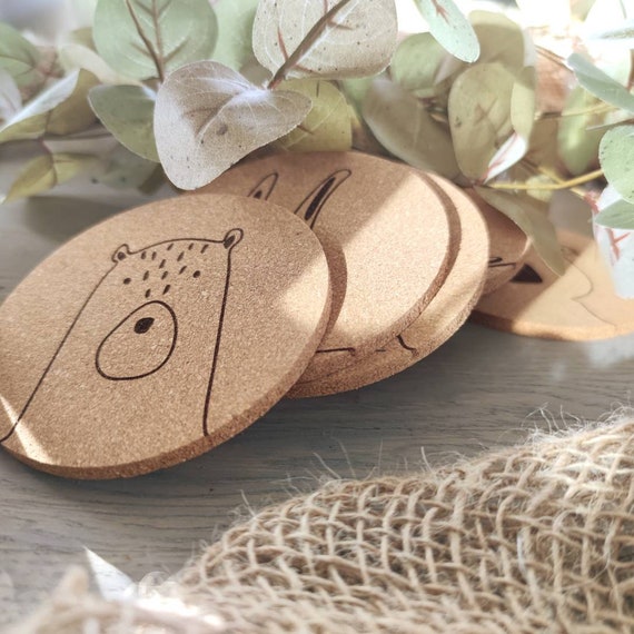 Coaster - Noahs Ark - SET OF 2 - Leather or Stitched Cork Coaster - Noahs Ark - SET OF 2 - Leather or Stitched Cork