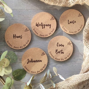 place card | Personalized Favor | Cork coasters for weddings, christenings, birthdays or other celebrations