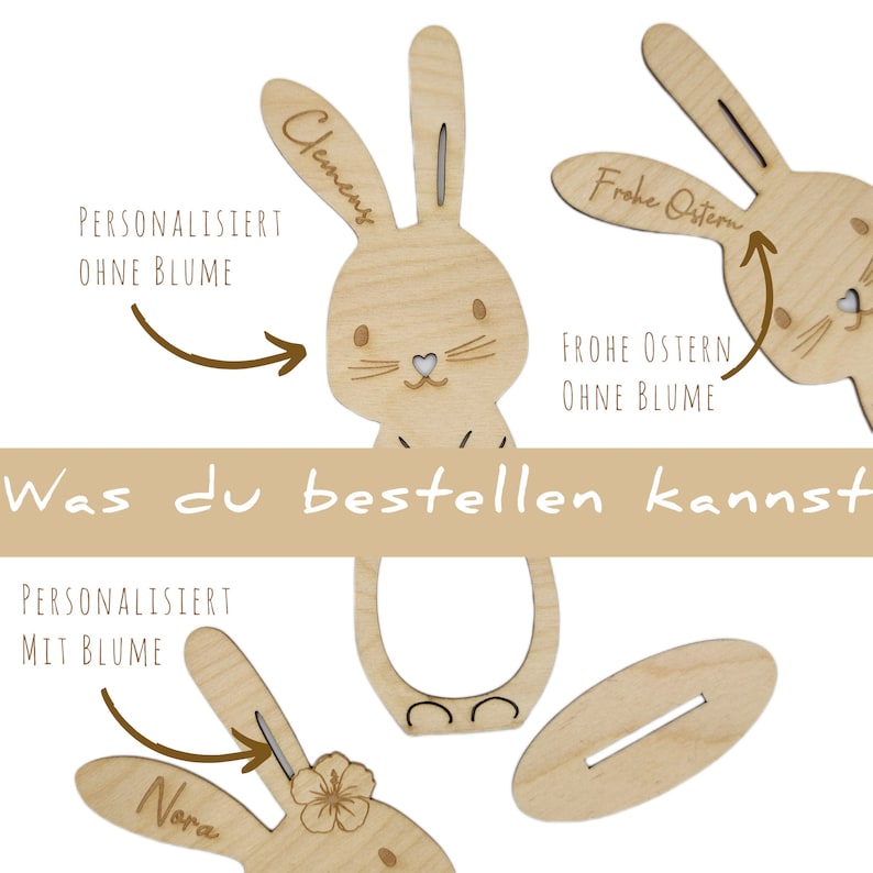 Ostergeschenk Kinder, Hase mit Ü-Ei, Ostergeschenk personalisiert, Überraschungsei Halter Bild 4