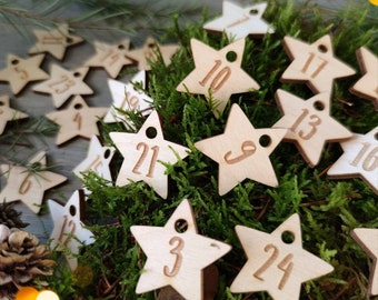 Advent Calendar Pendant | wooden stars | 1-24