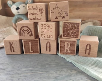 Personalized wooden cubes | Birth gift