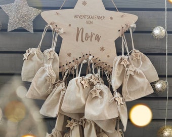 Personalized Advent Calendar Children | wood | with bags from 1-24