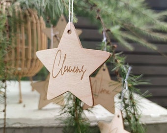 Weihnachtsstern mit Name | Holzstern | Weihnachtsgeschenk | Weihnachtsbaumschmuck