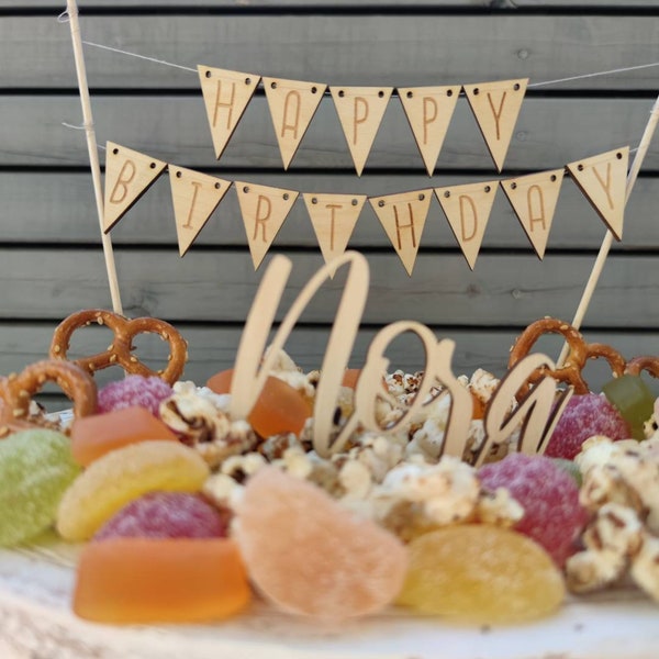 Wimpelkette Kuchen | Caketopper Wimpelkette | Holzgirlande personalisiert