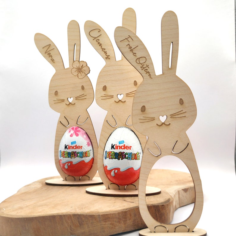 Ostergeschenk Kinder, Hase mit Ü-Ei, Ostergeschenk personalisiert, Überraschungsei Halter Bild 3